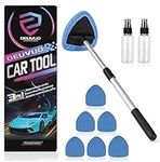 deuvuo Upgraded Windshield Cleaning Tool, Expandable Car Window Cleaner with 6 Reusable Microfiber Pads, 2 Spray Bottles, Multifunctional Auto Windshield Glass Cleaner Tool Set