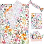 Whaline 100 Sheets Floral Tissue Paper Watercolor Flower Gift Wrapping Paper Colorful Wildflower DIY Art Craft Paper for Spring Wedding Birthday Baby Shower Supplies, 13.7 x 19.6 Inch