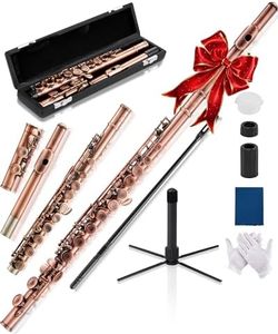 AKLOT Closed-Hole Concert C Flute: Flute Instrument with 16 Keys, Offset G, Smooth Cupronickel Keys, Air-Tight Pads, Include Stylish Leather Hard Case, Cleaning Kit, Stand, Gloves (LUM-CE)