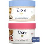 Dove Exfoliating Body Scrub Polish Crushed Macadamia & Rice Milk and Pomegranate Seeds & Shea Butter