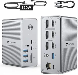 TobenONE DisplayLink Docking Station Triple Monitor with 120W Power Adapter, Triple 4K Display for MacBook Pro/Air, Thunderbolt 4/3, USB-C Windows(3X HDMI, 3X DP, 2xUSB-C, 4xUSB 3.2, SD/TF)