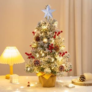 Albero di Natale da Tavolo, 60 cm Mini Alberi di Natale a Led, Albero di Natale Artificiale, Albero Natale Piccolo con Luci, Mini Arberi di Natale Artificiali Decorazione Tavolo