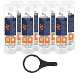 Couldwell Water Filter Candles 10 Inch PP Spun Filter | Sediment| Pre Filter Cartridge Compatible All Type Ro Filter Candle for Water Purifier Pack of 8 with Spanner