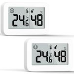 DOOMAY 2-Pack Mini Hygrometer Indoor Thermometer, Humidity Gauge with Celsius (℃), Humidity Meter Digital Temperature Monitor for Greenhouse Babyroom Cellar Reptile Incubator Closet