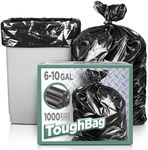 ToughBag 6-10 Gallon Trash Bags (1000 Count) - Small Trash Bags Bulk, Multi-Use Office Trash Bags, Black Small Trash Bags for Home, Kitchen and Bathroom