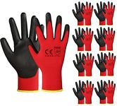 A406 24 Pair Red Work Gloves Nitrile coated Gloves Builder's gloves Gardening Gloves Construction Warehouse use gloves (Large)