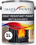 Heat Resistant Paint For Stove Wood Burner Fireplace Enamel Metal Paint - Matt Black 600°c - 1 Litre