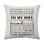 Aconesong Wife Gifts Cushion Cover Cushion Case Throw Pillow Cover Gift for Wife Wifey from Husband Idea Wife Birthday Gifts Mother's Day Anniversary Decoration 45 x 45 cm (To My Wife)