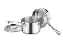 CUISINART FCT1113-18 French Classic Tri-Ply Stainless 3-Piece Saucepan and Double Boiler Set