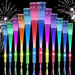 Ainiv 12pcs Fibre Optic Wands For Kids, 7 Blinking Colors LED Glow Sticks Party Pack, 3 Modes Light Up Fiber Optic Flashing Wands for Kids Christmas, Concerts, Wedding, Birthday, Party Favours