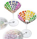 The Wine Savant Renaissance Holiday Stained Glass Windows, Artisanal Hand Painted Glassware Gift Idea Her, Him, Birthday, Mom, Housewarming, Gifts Ideas for Women & Men (Martini Glasses)