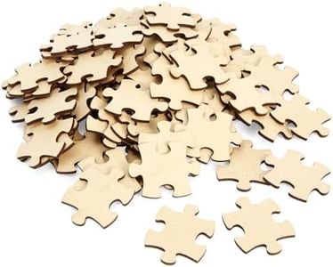 Juvale 100 Blank Wooden Puzzle Pieces for Crafts, DIY Art Projects, 1.9x1.6" Unfinished Freeform Jigsaw Wood Puzzle to Draw On