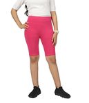 KYDA® Girls's Stretchable Anti Bacterial Cycling Shorts, Yoga & Workout Gym Shorts (Pink 13-14 Yr)