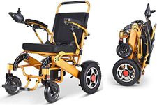 FOLD and Travel Lightweight Electric Wheelchair for Adults Folding Foldable Transport Electric Wheelchair Motorized, Automated Wheelchair FDA Approved Power Wheelchair Scooter (Model:TM6016 GOLD)