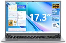 SGIN Laptop, 17.3 IPS Full HD Laptops Computer, 8GB RAM 256GB SSD Notebook with Celeron N4020 Processor, Webcam, 2xUSB 3.0, Type-C, Expandable Storage 1024GB TF, Mini HDMI(Gray)