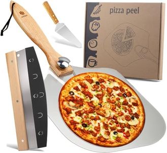 Hatriel 3 Piezas Pala Pizza Aluminio (12x14) Pulgadas, Palas para Pizzas Profesional Grande, Cortador Pizza de Inoxidable, Pala Pizza Horno con Mango Plegable, para Hornear Pizza, Pan y Pasteles