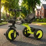 Baybee Nova Baby Tricycle for Kids | Plug & Play Kids Cycle with Safety Belt & Front and Back Storage | Kid Cycle Trikes with Eva Wheels | Baby Cycles for Kid 2 to 5 Years Boys Girls (Black/Green)