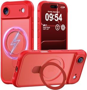 MOCCA Compatible with iPhone Air Case with Magnetic Invisible Stand [Full Camera Protection] [Compatible with Magsafe] Military Drop Shockproof Translucent Matte Phone Case Cover 6.5",Red