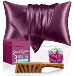 Wooden Comb & Satin Hair Accessories for Women | 3 Months Warranty | with 2 Pillow Cover, 3 Scrunchies & 1 Kachi Neem Comb | Satin Silk Pillow Covers for Hair and Skin