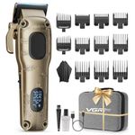 VGRPRO Hair Clippers for Men Professional, Cordless & Corded Barber Clippers for Hair Cutting with Package Case, Electric Grooming Kit for Home & Barber Use, LED Battery Display, Gift for Men (Gold)