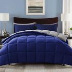 Decroom Lightweight King Comforter Set with 2 Pillow Sham - 3 Pieces Set - Quilted Down Alternative Comforter/Duvet Insert for All Season - Blue/Grey - King Size