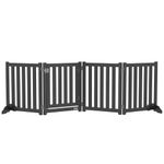 PawHut Foldable Dog Gate with Door, 4 Panels Freestanding Pet Gate with Support Feet Indoor Playpen for Small Dogs and Below, Black