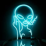 Wanxing Aqua Blue Alien Neon Sign Gesture Alien Neon Signs for Wall Decor USB Powered Neon Light for Game Room, Bar, Bedroom, Home Decoration