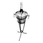 drinkstuff Aluminium Champagne Bucket 4 Litre with Wrought Iron Stand | Champagne Bottle Cooler