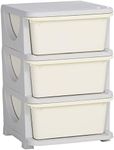 HOMCOM Kids Storage Units with 3 Drawers 3 Tier Chest Vertical Dresser Tower Toy Organizer for Nursery Playroom Kindergarten Cream