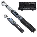 GROWNEER Digital Torque Wrench Set, 1/4" 1.1-22.1 Ft-lbs/1.5-30 Nm and 1/2'' 7.38-147.5 Ft-lbs/10-200 nm, Torque Wrench Digital Combo with Buzzer & LED Indicator, Bits & Sockets for Motor Car Repair