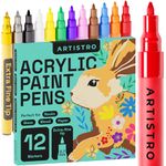 ARTISTRO 12 Acrylic Paint Pens - Extra Fine 0.7mm Paint Markers for Rock Wood Glass Canvas - Acrylic Markers Ideal for DIY Art Projects Scrapbooking and More - Non Toxic No Odor