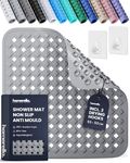 homerella® Shower Mat Non Slip Anti Mould 53 x 53 cm, INCL. Hooks for Drying, Bath Mat Non Slip Anti Mould, Shower Mats for Inside Shower, BPA-Free and Machine Washable for Children and Elderly