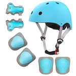 Kids Bike Helmet with Sports Protective Gear Set Knee Elbow Pads Wrist Pads for Toddler Age 2-14 Boys Girls, Bike Skateboard Skating Scooter Rollerblading Helmet Set