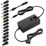 SHNITPWR Universal Power Adapter 3V ~ 24V 1A 24W AC Adapter 3V 5V 6V 9V 12V 15V 18V 19V 20V 24V 500mA 1000mA Adjustable Power Supply Converter Transformer 100V-240V in with 14 Tips Polarity Converter