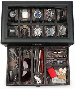 HOUNDSBAY Yachtsman Large Watch Box Jewelry Organizer for Men, Camo Gifts for Men, Jewelry Box Organizer, Watch Display & EDC Storage Drawer, Watch Case
