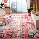 Safavieh Monaco Collection MNC222D Modern Bohemian Magenta Pink Distressed Rug (6'7" Square)