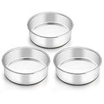 TeamFar 6 Inch Cake Pan, Round Cake Pan Tier Baking Pans Set Stainless Steel, Fit in Pot Pressure Cooker Air Fryer, Healthy & Toxic Free, Mirror Finish & Sturdy, Oven & Dishwasher Safe - Set of 3