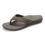 Vionic Men's Tide Toe-Post Sandal - Flip Flop with Concealed Orthotic Arch Support Brown 10.5 UK