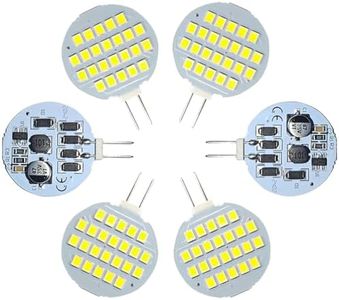 GRV Lampadina di ricambio alogena a base di due pin G4 24-2835smd LED lampadina luce super luminosa camper campeggio - perché sotto armadio rotondo luce AC12V/DC12V fredda luce bianca confezione da 6