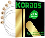 KORDOS Nylon Guitar Strings for Classical Guitar Acoustic Nylon Strings, Vacuum-sealed Long-lasting, 85/15 Bronze, LightTension, Tie Ends, 28-43