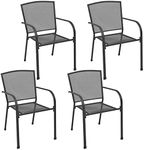 vidaXL 4-Piece Outdoor Patio Dining Chairs in Anthracite - Strong Steel Construction, Mesh Design, Stackable, Suitable for Indoor and Outdoor Use, Easy to Clean