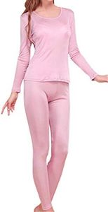 Grenasasilk Women's Silk Long Underwear Mulberry Long Johns Thermal Sets Cold Weather Base Layer (XL, Rubber Red)
