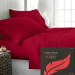 Ashton Sheets 100% Egyptian Cotton Sheets California King Size - 1000 Thread Count 4 PC Cal King Sheets Egyptian Cotton, Soft, Cooling Sateen Sheets, High Thread Count Sheets California King - Red