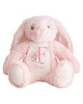 Hoolaroo Personalised Bunny Rabbit Letter Name Baby Gift For Newborn Girl Teddy Bear 23cm New Baby Present Easter (Pink Bunny - Pink Print)