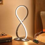 LEIP Modern LED Table Lamp Spiral Table Lights Chrome Silver Bedside Table Lamps Warm White LED Spiral Lamps for Bedroom,Living Room,Home,Office,stepless Brightness dimmable Nightstand Table Lamp