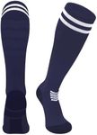 Olreco Kids Soccer Socks Youth Soccer Socks Boys Girls Football Socks Youth Baseball Socks Men Women Cushion Team Sport Socks, Navy/White, Medium