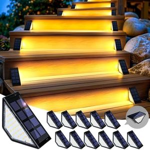 SOLPEX Solar Step Lights for Outside, 24 LEDs Solar Stair Lights Outdoor Waterproof Decor for Porch, Front Door, Stair, Step, Deck, Fence, Balcony, Patio, Wall, Yard, Garden(12 Pack, Warm White)
