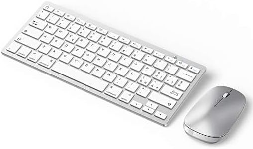 OMOTON Set di Tastiera Bluetooth e Mouse Compatibile con iPad/iPad Pro/iPad Air/iPad Mini/iPhone (supportati iOS 13 e successiva)-Layout Italiano,Sottile e Leggera, Bianco-Argento