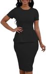 Women's Summer Short Sleeve Dress - Elegant Office Church Business Wear to Work Bodycon Pencil Sheath Dresses