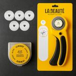 LABEAUTE 45mm Rotary Cutter for Fabric & Quilting – Includes 5 Extra Blades